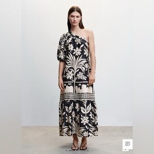 Mango Black and White Asymmetrical Tiered Sundress